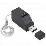 USB 3.0 jaotur, kaasaskantav 3-pordiline traadita USB-laiend Plug and Play Kiire andmeedastus Multifunktsionaalne USB-jaotur S&uuml;learvuti tarvikud must