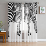 Loom Zebra Must ja Valge Lihtne T&uuml;llkardin K&ouml;&ouml;giukse Kardin &Scaron;ifoon L&auml;bipaistev Voile J&otilde;ulukardinad Elutuppa 135W x 114H(cm)