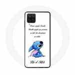 Samsung Galaxy A12 &uuml;mbris Lilo ja Stitch Ohana Quote White