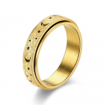 Moodsad Rainbow Moon Star &auml;revusr&otilde;ngad naistele Meestele Roostevabast terasest Fidget Ring &Auml;revusevastane S&otilde;rmus Stressi leevendav Spinner Ring 6