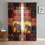 Lapitehnikas Aafrika Grunge Print Vintage retro &scaron;ifoonist l&auml;bipaistvad kardinad elutuppa Magamistoa aknakardinad Voiles T&uuml;ll Cortinas 135W x 114H(cm)