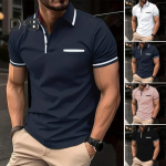 Meeste Suvine S&auml;rk L&uuml;hikeste Varrukatega Slim Fit &Uuml;hev&auml;rviline N&ouml;&ouml;pidega Allap&ouml;&ouml;ratav Krae Rinnatasku Pehme Hingav Pullover Vabaaja &Auml;ri &Uuml;lemine Osa Golf Tennis L valge