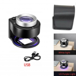 60x kahekihiline optiline suurendusklaas 395nm UV-valgus k&auml;eshoitav luup rahamarkide lugemisluup Ehete &uuml;levaatus must