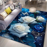 Blue Roses Print libisemisvastased vaibad K&ouml;&ouml;gimatt Pehme paksendatud k&ouml;&ouml;gip&otilde;randamatt Veekindel Vintage Absorbent Libisemisvastane &Otilde;likindel p&otilde;randamatt Jooksvaip 160*200cm gray