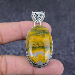 Natural Ocean Jasper Gemstone Handmade 925 Sterling Silver Pendant 2.25 z0g31