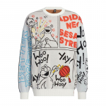 Adidas x Sesame Street Joonisfilmide T&auml;hestiku Prindiga &Uuml;mmarguse Kaelusega Kootud Kampsun Unisex Topid Beež HD7294 M