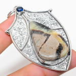 Natural Septerian Stone, Blue Topaz 925 Sterling Silver Pendant 3.03 e7l81
