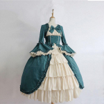 Naiste Vintage Palace Lolita kleit, armas printsessi ruudukujuline krae pits, v&ouml;&ouml;koht k&otilde;rge v&ouml;&ouml;kohaga, pikk viktoriaanlik gooti kleit, t&uuml;druk 2XL roheline