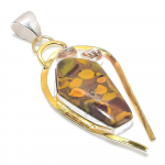 Natural Bamboo Jasper, Morganite 925 Sterling Silver Two Tone Pendant 2.88 p3y63