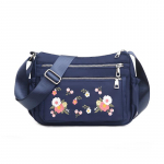 Moodne tikitud &otilde;lakott naiste kott Nailonist lilleline Crossbody kott Multifunktsionaalne k&auml;ekott Ostude telefoni k&auml;ekott 27*11*20cm sinine