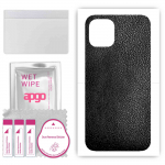 apgo Protective Skin Sticker for the back compatible with Apple iPhone 12, Wrap Film, Foil, Vinyl - Pattern Black Leather