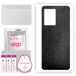apgo Protective Skin Sticker for the back compatible with Oppo A57 5G, Wrap Film, Foil, Vinyl - Pattern Black Leather