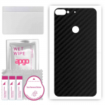 apgo Protective Skin Sticker for the back compatible with HTC Desire 12 Plus, Wrap Film, Foil, Vinyl - Pattern Carbon Black