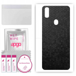 apgo Protective Skin Sticker for the back compatible with Oukitel C15 Pro, Wrap Film, Foil, Vinyl - Pattern Black Honeycomb