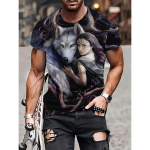 L&uuml;hikeste varrukatega plusssuuruses suvine s&auml;rk Meeste riietus Animal Wolf 3D tr&uuml;kiga T-s&auml;rgid Meeste vabaaja spordir&otilde;ivaste T-s&auml;rk meestele S