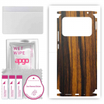 apgo Protective Skin Sticker for the back+sides compatible with Xiaomi Poco C40, Full Wrap Film, Foil, Vinyl - Pattern Tigerwood