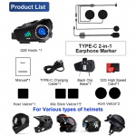 2-&uuml;hes Mootorrattakiiver Bluetooth-peakomplekt Juhtmeta WiFi Mootorratta armatuurkaamera 1080P HD-kaamera K&auml;ed-vabad Helista Muusika K&otilde;rvaklapid Motos Veekindel DVR