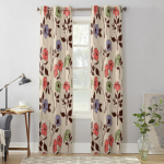 Lillemustriga etnilises stiilis aknakardin elutoa jaoks magamistoa kaunistuseks Kardinad Luksuslik k&ouml;&ouml;k Valance kardinad 135W x 60H(cm) x1