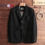 Cozy Up meeste vabaaja kolme nupuga triibulise voodriga puuvillase toimse &uuml;likonna jope 4XL must