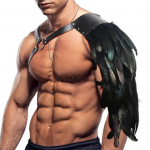 Keskaegne sulesall Punk gooti kunstnahast kost&uuml;&uuml;misoomus Halloweeni cosplay reguleeritav &otilde;lasall, toimiv topelt &otilde;lakaitse rakmed must