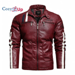 Cozy Up meeste kunstnahast jakk Stand Collar Kerge Bomber jope S punane