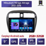9-tolline autoraadio Carplay Mitsubishi Mirage Attrage 2012-2018 jaoks, auto multimeedia videopleier, GPS-navigatsioon, WiFi, 4+64GB 2+32GB