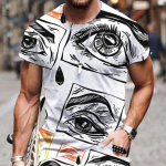 Suvine trend Eye Lashes Graffiti 3D prinditud T-s&auml;rk meestele Vabaaja mood T-s&auml;rk T&auml;navar&otilde;ivad Meeste disainerriided Suured T-s&auml;rgid XXXL