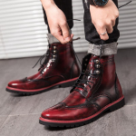 Meeste poolsaapad Brogues Mootorratas vabaaja retro vanaaegsed saapad Meeste tiivaotsaga kleit pidulik nahast smoking pulmasaapad EU:41 punane