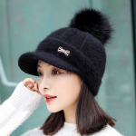 Talvine pluss samet kootud m&uuml;ts Korea mood karusnahast pall soe m&uuml;ts Paks j&auml;nese karusnahast villane m&uuml;ts naistele roosa punane v&auml;rv