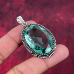 Aqua Apatite ripats, 925 tahke h&otilde;bedane ripats, k&auml;sitsi valmistatud kalliskivist ehted, kingitused naisele uhiuus ripats 2.24 Inches roheline