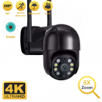 4K 8MP WiFi IP-kaamera 5MP H.265 juhtmevaba v&auml;listingimustes PTZ-kaamera AI j&auml;lgimine 3MP HD turvakaamera 1080P CCTV j&auml;lgimine P2P ICsee 5MP EU Plug No Card