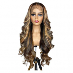 Naiste pikk lokkis parukas Keskosa loomulik v&auml;limusega siidine kuumakindel k&otilde;rge temperatuuriga kiud naiste gradientv&auml;rviga esipits s&uuml;nteetilised juuksed 26Inch