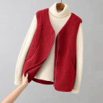 Kevadine ja s&uuml;gisene korea stiilis pl&uuml;&uuml;sist vest naiste vestiga jakk, karusnahast &uuml;hes t&uuml;kis, kantud koos Camisole vestiga XXXXL punane