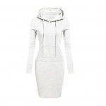 Dream Planet Trendikas soe Seksikas S&uuml;gis Soliidne Talvine Naiste v&auml;rviline kampsun Taskuga pikk Puloveriga kapuutsiga kleit S valge