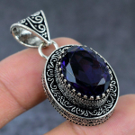 Natural Blue Topaz Gemstone 925 Sterling Silver Jewelry Pendant 1.77 g0b56