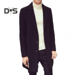 Meeste &uuml;likonnamantel rev&auml;&auml;riga pikkade varrukatega &uuml;hev&auml;rviline keskmise pikkusega &uuml;likond jakk Slim Fit &uuml;herealine s&uuml;gistalvine villane mantel M must