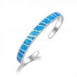 Ekopdee Blue Fire Opal Stone avatud k&auml;ev&otilde;rud H&otilde;bedaga kaetud reguleeritavad minimalistlikud k&auml;ev&otilde;rud ehted Parimad kingitused t&uuml;drukutele naistele adjustable opening