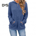 Naiste kootud kampsun kapuutsiga pikkade varrukatega avarate soonikutega kudumispullover taskutega vabaaja &uuml;hev&auml;rvilised s&uuml;giskudumid M aprikoosi