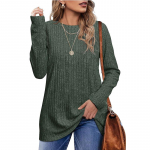 Naiste pikkade varrukatega topsid, suuremas suuruses kaelusega džemprid, &uuml;hev&auml;rvilised pullover T-s&auml;rk tuunikas&auml;rk M roheline