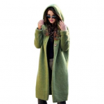 Naiste kudumine kardigan kapuutsiga pikkade varrukatega &uuml;hev&auml;rviline vabaaja topp M roheline