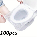 100 tk / kott Biolagunev &uuml;hekordselt kasutatav plastikust tualettruumi kate Kaasaskantav ohutu reisimine Vannitoa tualettpaberpadi Vannitoatarvikud 100pcs puhas