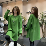 Suures suuruses pullover s&uuml;gis ja talv polsterdatud paksenenud naiste pikas osas. 4XL roheline