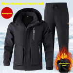 Winter Plus sametist paksendatud jope-kombinesoon meestele, k&uuml;lmakindel, soe, veekindel ja kulumiskindel t&ouml;&ouml;riista&uuml;likond 4XL must