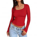 Naiste alumised &uuml;laosad, kaelusega pikkade varrukatega Slim Fit pullover, &uuml;hev&auml;rvilised k&otilde;rged topid XL punane