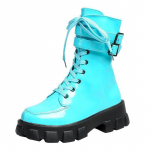 Moodsad naiste keskmise s&auml;&auml;rega saapad Moodsad kommiv&auml;rvi lakknahast t&uuml;drukute kingad 2024 Talv S&uuml;gis K&otilde;rge kontsaga saapad Naine Talvised saapad Mujer9 39 taevasinine v&auml;rv