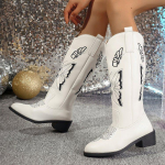 S&uuml;gistalvine klassikaline liblikaga tikitud mood naiste saapad Mugavad terava ninaga plokkkontsaga k&otilde;rge l&auml;&auml;ne saapad 36 must