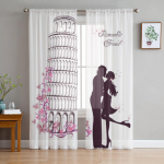 Pariisi Seine'i naine Eiffeli torn punased huuled Pariisi l&auml;bipaistvad kardinad elutuppa Magamistoa aknahooldus K&ouml;&ouml;gis &scaron;ifoonikardin W60H150(CM)x2&Grommet Top