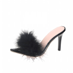 Naiste sussid K&otilde;rged kontsad Karusnahast tikkvarbad Muulad Naistele Kummist siseruumides Zapatillad Mujer Teravad punased suvised uued seksikad kingad 35 must