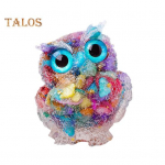 Looduslikust kristallist &ouml;&ouml;kulli kujuke K&auml;sitsi valmistatud vaigust &ouml;&ouml;kulli kuju t&auml;idetud kristallkividega Lauapealne &ouml;&ouml;kulli kaunistus kodu, kontori, auto dekooriks Reiki tervendamine roosa