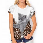 Moodsad T-s&auml;rgid Naiste Harajuku vabaaja topid 3D Kawaii kassiprintimine Suurem&otilde;&otilde;tmelised naiste naljakad l&uuml;hikeste varrukatega s&auml;rgid suvetopsid S